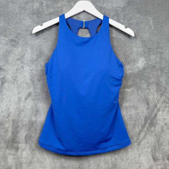ATHLETA Maldives High Neck Swim Tank Underwire Tankini Yacht Blue Sz 34D/DD - Picture 3 of 12